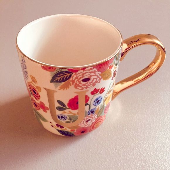 Rifle Paper Co. for Anthropologie Garden Party Monogram Mug Letter U - Picture 2 of 7